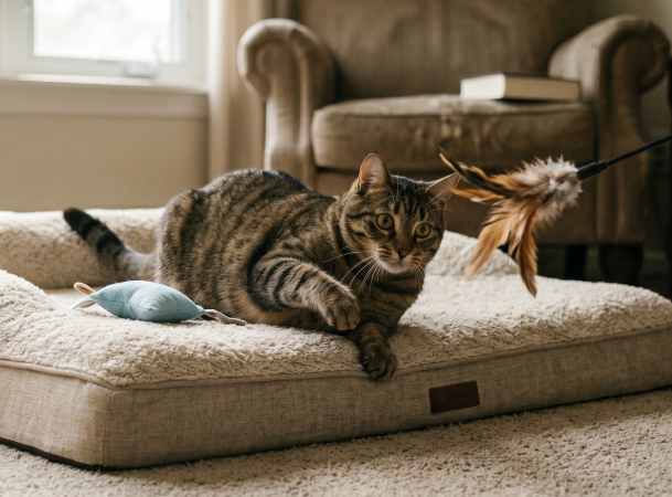 cat playing with cat toy
