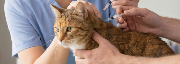 cat getting vaccinations from veterinarian west kelowna