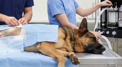dog having surgery at the kelowna vet hospital